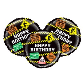 Set of 3 Happy Birthday Old Age Signs 21" Foil Party Balloons