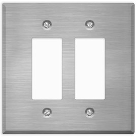 Oversized Stainless Steel Outlet Covers, 2-Gang Rocker Cover, 5.5" x 5.50" Jumbo Decorator Wall Plate, Stainless Steel Metal, Corrosive Resistant, Matching Screws Included, Made in USA