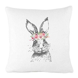 What for apparel Bunny Rabbit with Flower Crown Throw Pillow Cover Farmhouse Décor Vintage Home Decorations