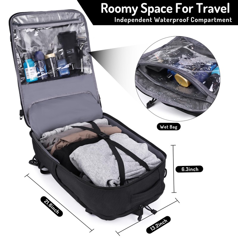 MOZETO Travel Backpack for Men 40L TSA Approved Carry On