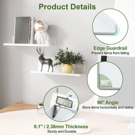 SAYAYO White Floating Shelves Wall Mounted 30CM, Screw-in Aluminium Display Storage Shelf for Bedroom, Bathroom, Kitchen, Living Room, Office, with Drilling, Set of 2