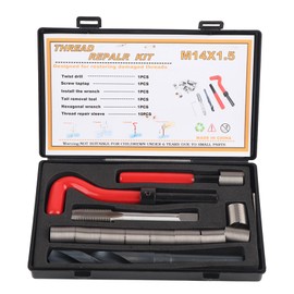 Kodrily 15Pcs Helicoil Thread Repair Kit, M14x1.5 Helicoil, Insert Sleeves Helicoil Kit Stainless Steel Heli Coil High Hardness Thread Repair Kits for Screw Repair 1Set