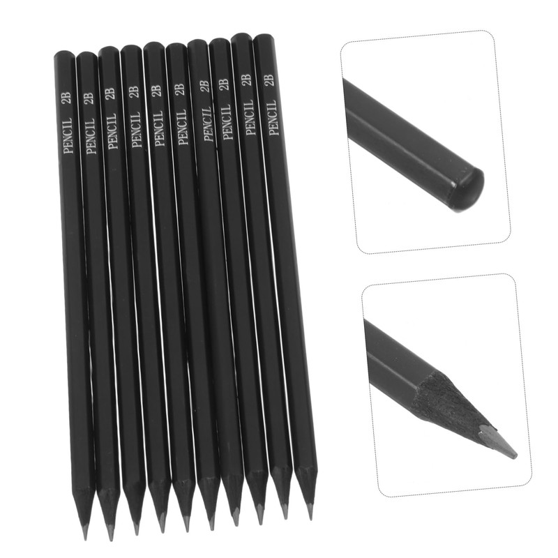 Operitacx 10Pcs Hexagonal 2B Black Sketching Pencils Professional Drawing Pencils