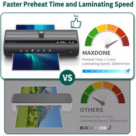 ‎MAXDONE Laminator Machine + 20 Laminating Sheets Teacher A4 Black Laminator for Office