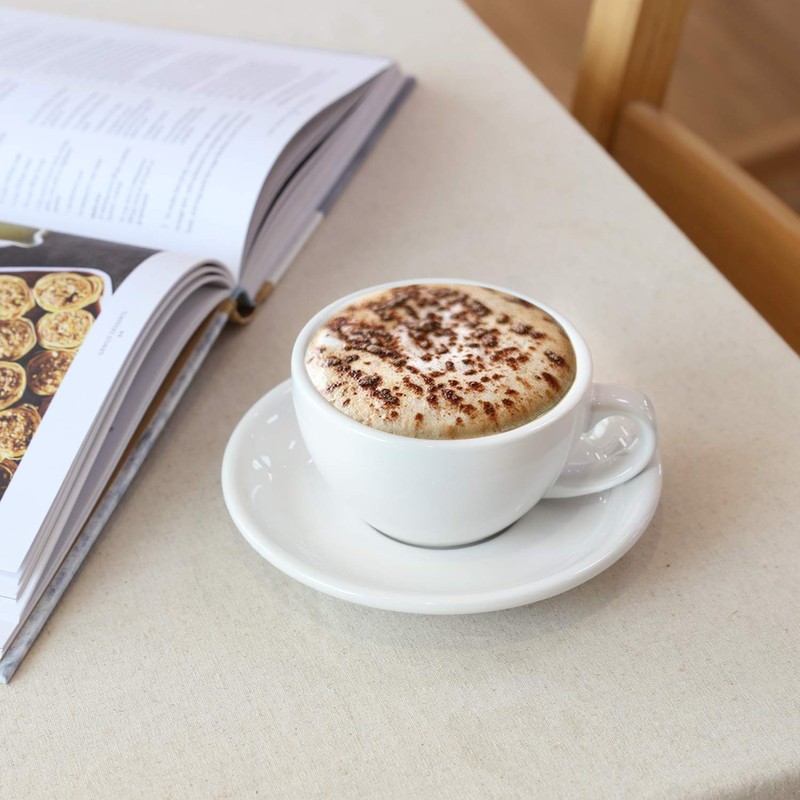 LE TAUCI 6 oz Cappuccino Cups with Saucers, Ceramic Coffee