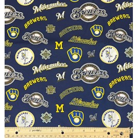 Fabric Traditions Milwaukee Brewers Names Fabric, HALF YARD, Baseball Team 100% Cotton Fabric