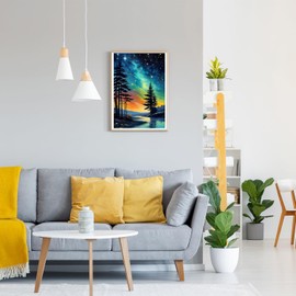 GDYEEH DIY 5D Starry Night Diamond Art Kits, Forests Full Round Drill Sparkling Diamond Painting Picture, Nightsky Diamond Painting Art Kits Craft for Adults Beginners, Home Wall Decor 12x16inch