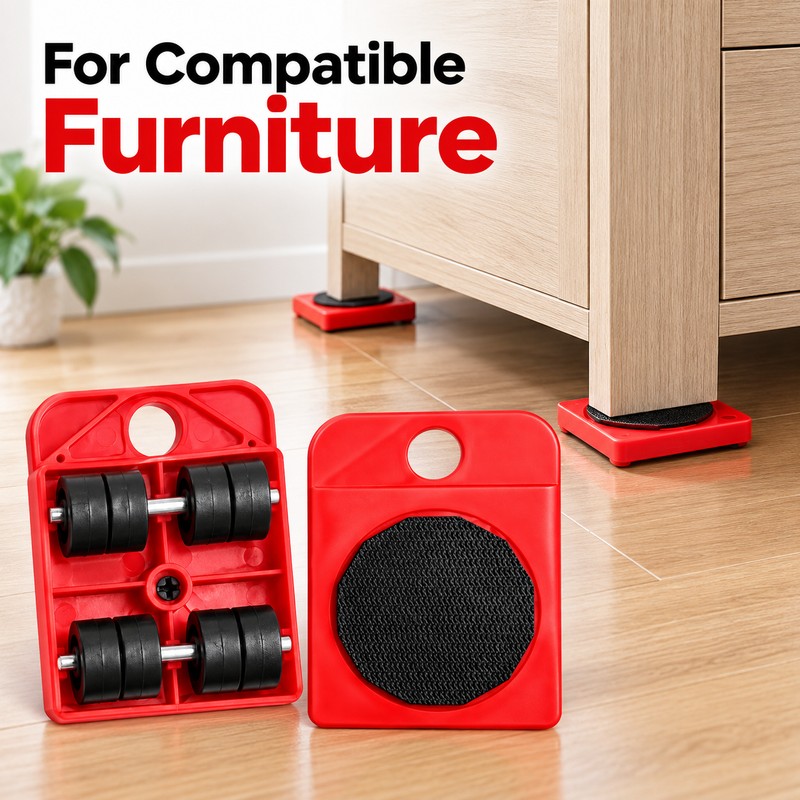 2-Piece Furniture Moving Roller Sliders – Red Wheeled Furniture Movers
