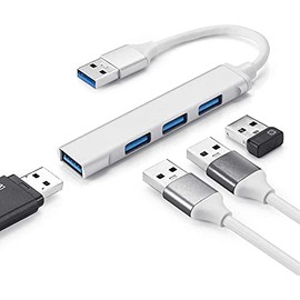mornwell Hub USB 3.0,Ultradelgado Convertidor 4 en 1 Adaptador de USB A 4 Puertos,5 Gbps USB Hub Portátil Compatible con PC,Laptop,Disco U,Impresora,Memoria USB,Ratón,Teclado y Más,10CM