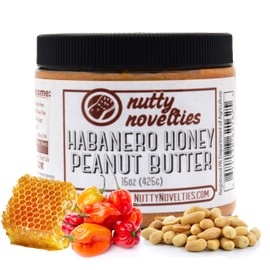 Nutty Novelties Habanero Honey Peanut Butter - High Protein, Low Sugar Healthy Peanut Butter - All-Natural Peanut Butter Free of Cholesterol & Preservatives - Spicy Peanut Butter - 15 Ounces
