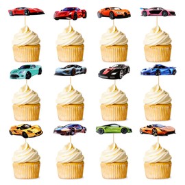 Racing Car Cupcake Toppers,24 PCS Racing Car Rider Theme Cupcake Decoration,Fighting Race Car Cupcake Picks Racing Car Cupcake Toppers for Baby Shower