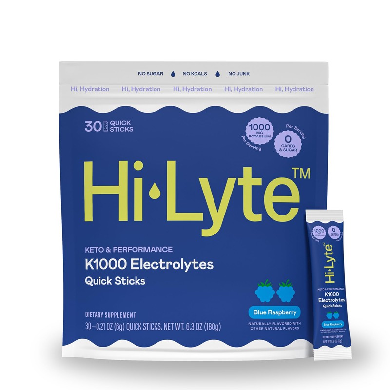 Hi-Lyte K1000 Electrolytes Sticks Blue Raspberry Keto & Performance, 30