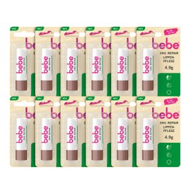 bebe 3-in-1 Repair Lip Balm, Lip Balm with Glycerin, Avocado Oil & Almond Oil, Repairs and Soothes Dry & Cracked Lips, No Mineral Oils (12 x 4.9 g)