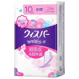 Whisper 2-in-1 W Guard, 3.9 fl oz (10 cc), 7.5 inches (19 cm), 28 Pieces (Panty Liner, Absorbent Care, Urinary Leak Pads) [Origin & Moisture Care]