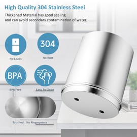 LYCDMONT 2.25G Ultra-Filtration Gravity Water Filter System，304 Stainless Steel Countertop System with 2 Carbon Filters and Stand ，NSF/ANSI 42 Certification，Reduce 99.9% Chlorine