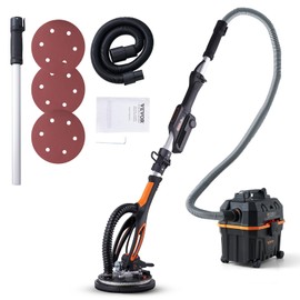 VEVOR Drywall Sander, 800W Brushless Motor Electric Sander, Variable Speed 1000-2300 RPM Wall Sander, Foldable Ceiling Sander with Double-Deck LED Lights, Extendable Handle, 12 Sanding Discs
