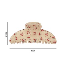 1PCS Cherry Hair Claw Clips Trendy Hair Clips Red Cherry Print White Clips Cute Claws for Thick Thin Acrylic Hairpins Cherry Hair Accessories for Women Girls Large Banana Jaw Clip Non-slip Hairpins