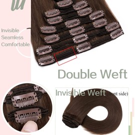 150g 20 inch 8Pcs 22Clip Hair Extensions Clip ins Clip in Hair Extensions Real Human Hair Straight Human Hair Clip ins Double Weft Human Hair Clip in Extensions(#1B/99J Burgundy Color)