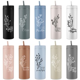 Tioncy 10 Pcs Employee Appreciation Gifts Bulk Thank You Gift 16oz Matte Inspirational Skinny Tumbler with Lid and Straw for Coworker Team Gifts Vet Tech Appreciation Medical Assistant(Aesthetic 2)