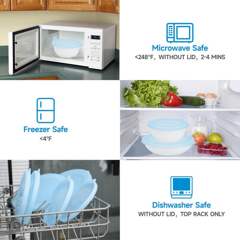 Purekra 4 Pack Silicone Lids for Corelle Vitrelle 428-PC 28-Oz