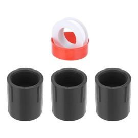 sourcing map 3 Pcs 1-1/2" PVC Female Adapter Pipe Fitting Fit for SCH80 Slip Coupling Female to Female Threaded Pipe Coupling Connector with Sealing Tape, Socket x NPT Female, Dark Grey