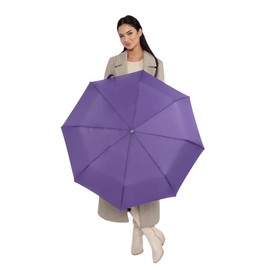 Windproof Travel Umbrella - Compact, Light, Full Automatic Open/Close - Folding Backpack Umbrella for Rain & Sun UV Preotection For Men & Women, Unbreakable 8 Fiberglass Ribs UK Design (Purple)