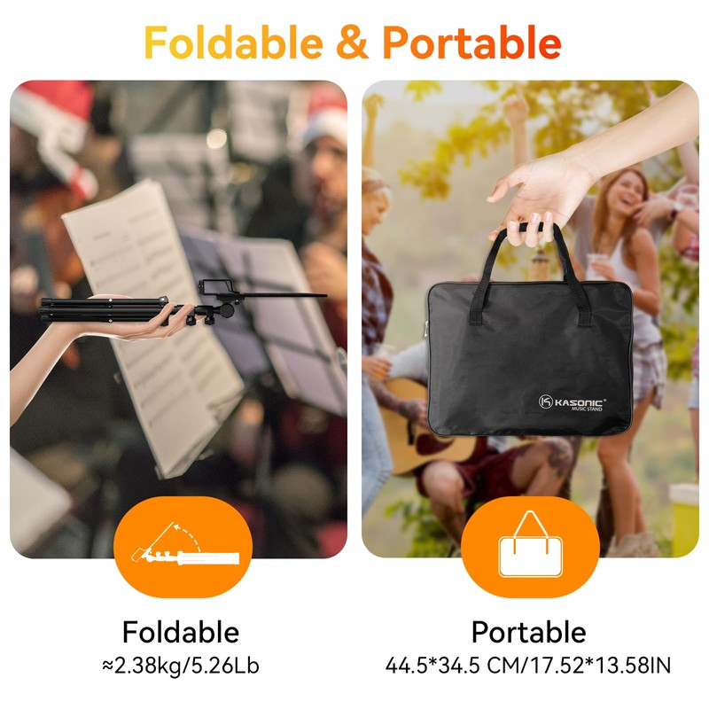 K KASONIC - Dual-Use Folding Sheet Music Stand & Desktop