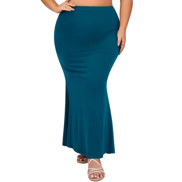 ZOMVA 2024 - Maxi falda de sirena de talla grande 0X-5X, cintura alta, casual, elegante, Azul eléctrico, X-Large Plus Long