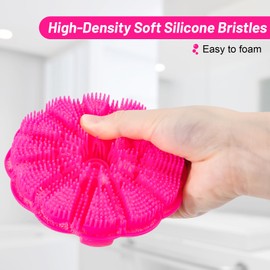 MTDLYICE Silicone Body Scrubber, Shower Brush Exfoliating Skin Silicone Scrubber, Foaming Deep Cleaning, Durable, Suitable for All Skin (Red)