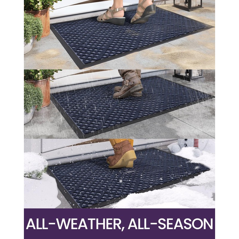 DEXI Door Mat Outside Entrance, Front Entryway Welcome Rubber Doormat,