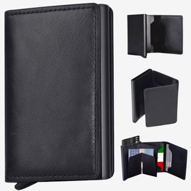 HeiLuon Tarjetero Hombre Minimalista y Plegable con Bloqueo RFID,Carteras para Caballero en Piel Premium, Diseño Delgado y Compacto,Cartera para Hombre con Cierre Magnético y Capacidad para 7 Tarjetas