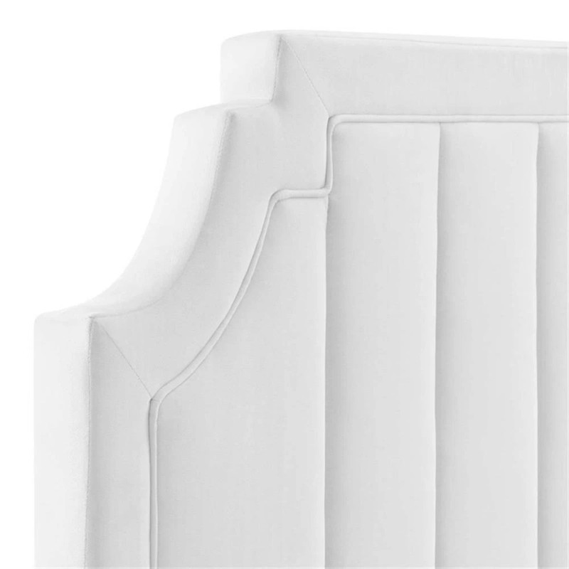 Modway Alyona Channel Tufted Performance Velvet Full/Queen Headboard in White