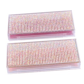 FOMIYES Eyelash Storage Box Set 2pcs Rhinestone Lash Containers Compact Stylish for Makeup Tools