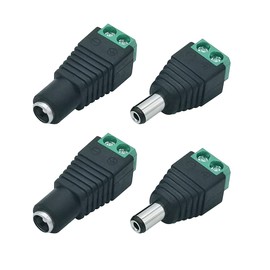 12V DC Power Connector 5.5mm x 2.1mm 24V Power Jack Plug Barrel Adapter for CCTV Security Camera Led Strip Light (2 x Male + 2 x Female)