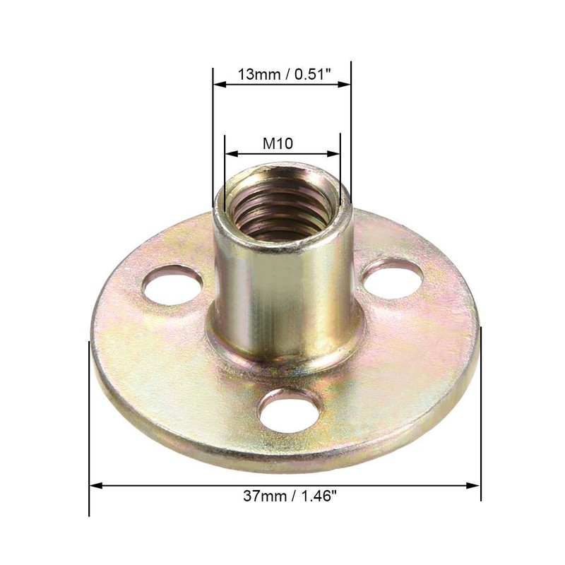 sourcing map M10x37x2.5mm Brad Hole Tee Nut Carbon Steel T-Nuts