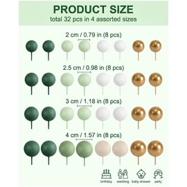 YIPFEN Palline Decorative Torta Set 32 Pezzi, in Schiuma Oro, Mini Palloncini per Compleanno Matrimonio Festa Baby Shower, Accessori Pasticceria & Cupcake, Decorazioni Eleganti.