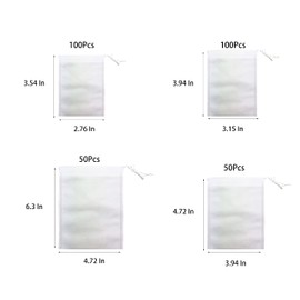 300 Pcs Tea Filter bags, Disposable Tea Bags For Loose Tea, Natural Tea Infuser For Home Office Travel, 4 Sizes