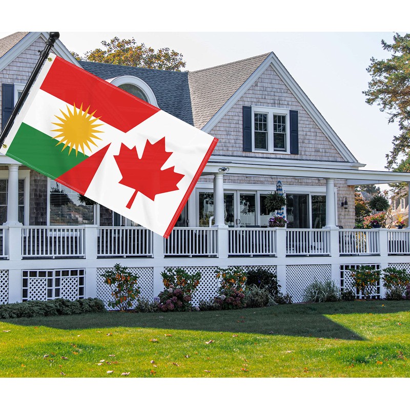 3×5 FT Canada Kurdistan Flag, Large 100D Canadian Kurdish Friendship