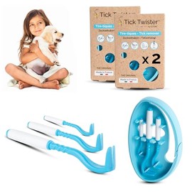 Zeckenzieher für Hunde, Katzen und Menschen (3 Stück) – einfaches Entfernen, schnell und ohne Schmerzen – Zeckenzange mit Aufbewahrungsbox, ideal für Reisen und zu Hause (Blau, 2 Sets)