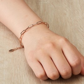 Philip Jones Rose Gold Plated Small Link Paperclip Bracelet