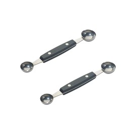 Soro Essentials- Stainless Steel Double Sided Melon Baller with Black Polypropylene Handle Set of 2- Includes 26mm and 30mm bowls Round Melon Balls Melon Scoop for Watermelon Ice Cream Fruits