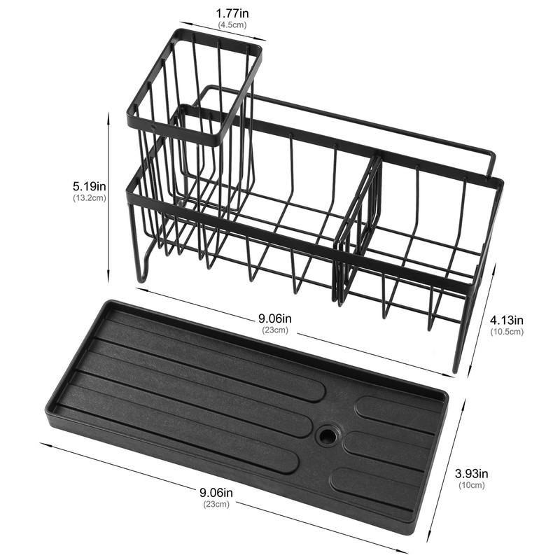 HomeUp Carbon Steel Kitchen Sink Caddy Rustproof Self Draining Sponge