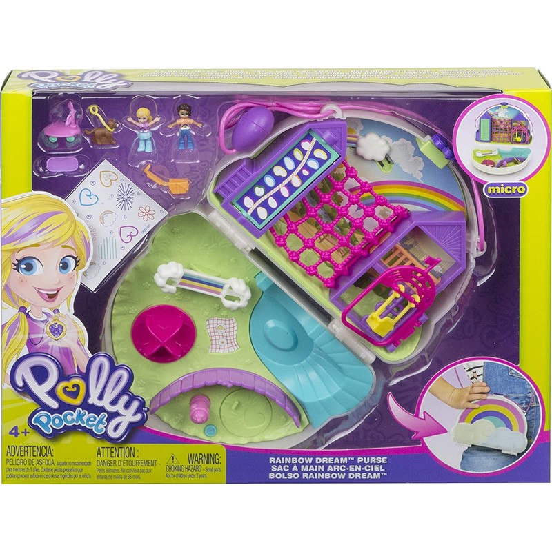 Polly Pocket Rainbow Dream Wearable Purse Compact with 8 Fun