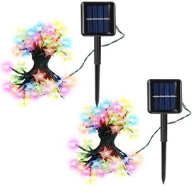 Edge by Body Code 2-Pack Solar String Lights, 39.3Ft Waterproof Fairy Lights with 8 Modes for Garden