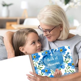 Forget Me Not Book of Memories | Memory Book | Guestbook for Funerals Weddings Birthdays Baby Shower Celebrations | A4 Spiral Bound | 80 Pages | Book of Condolence | Scrapbook | Photo Album