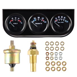 3 in 1 Oil Pressure Gauge Water Pressure Gauge Volt Meter Car Meter Console Kit 52mm for 12V Car
