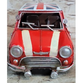 Diecast 1/43 Precision mini Cooper car Product Red Color with British Flag Figurine Decor Sale Gift Artwork by Classy Bronze