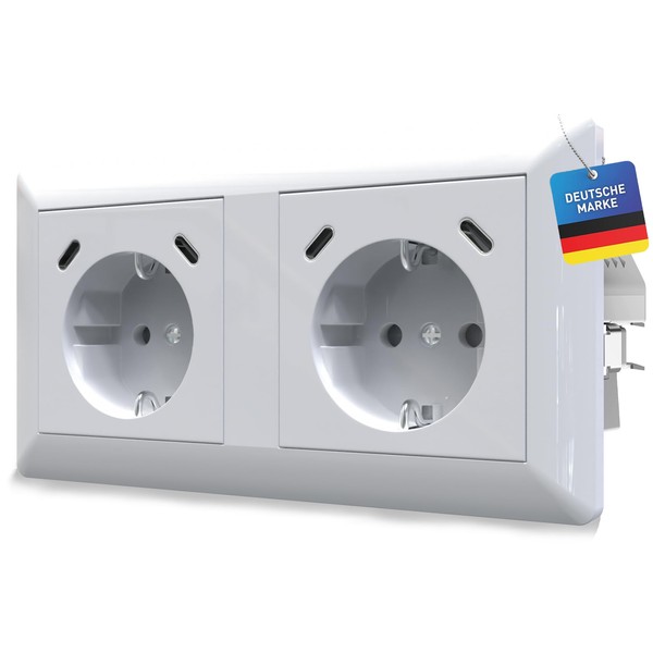Double Socket Quick Charger USB-C/C PD 3.0 QC Classic Standard