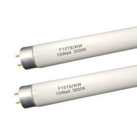 18 inch F15T8/WW Fluorescent Light Bulb 15watt F15T8-KB Warm White Replacement Tube,3000K Soft White T8 Linear Lamp for Kitchen and Bath