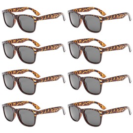 Neon Colors Party Favor Supplies Unisex Sunglasses Pack of 8 (Leopard)